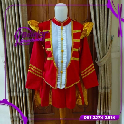 Baju CG drumband Warna Merah Kombinasi Emas