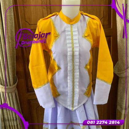 Baju CG Drumband Putih Kombinasi kuning t