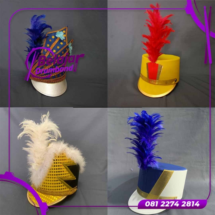 Topi Drumband dengan Bulu