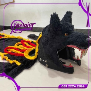 Kostum Maskot Serigala Hitam